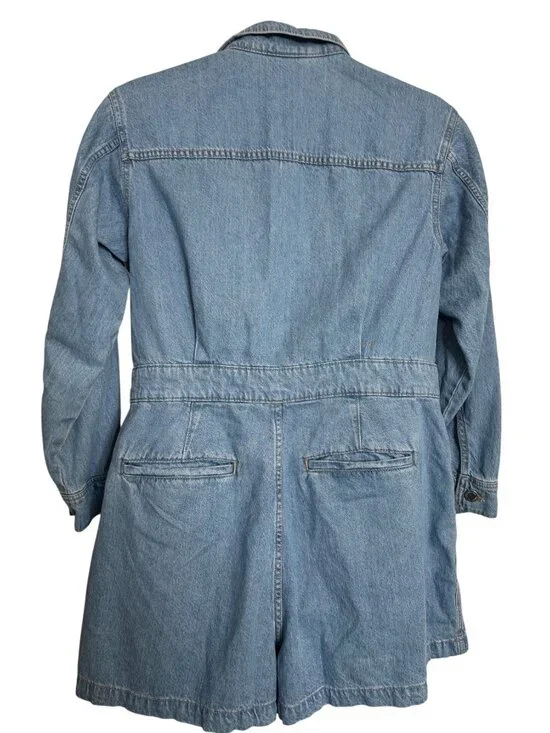 Universal Thread Size 17 Long Sleeve Romper Jean Medium Wash NWT - Picture 4 of 16